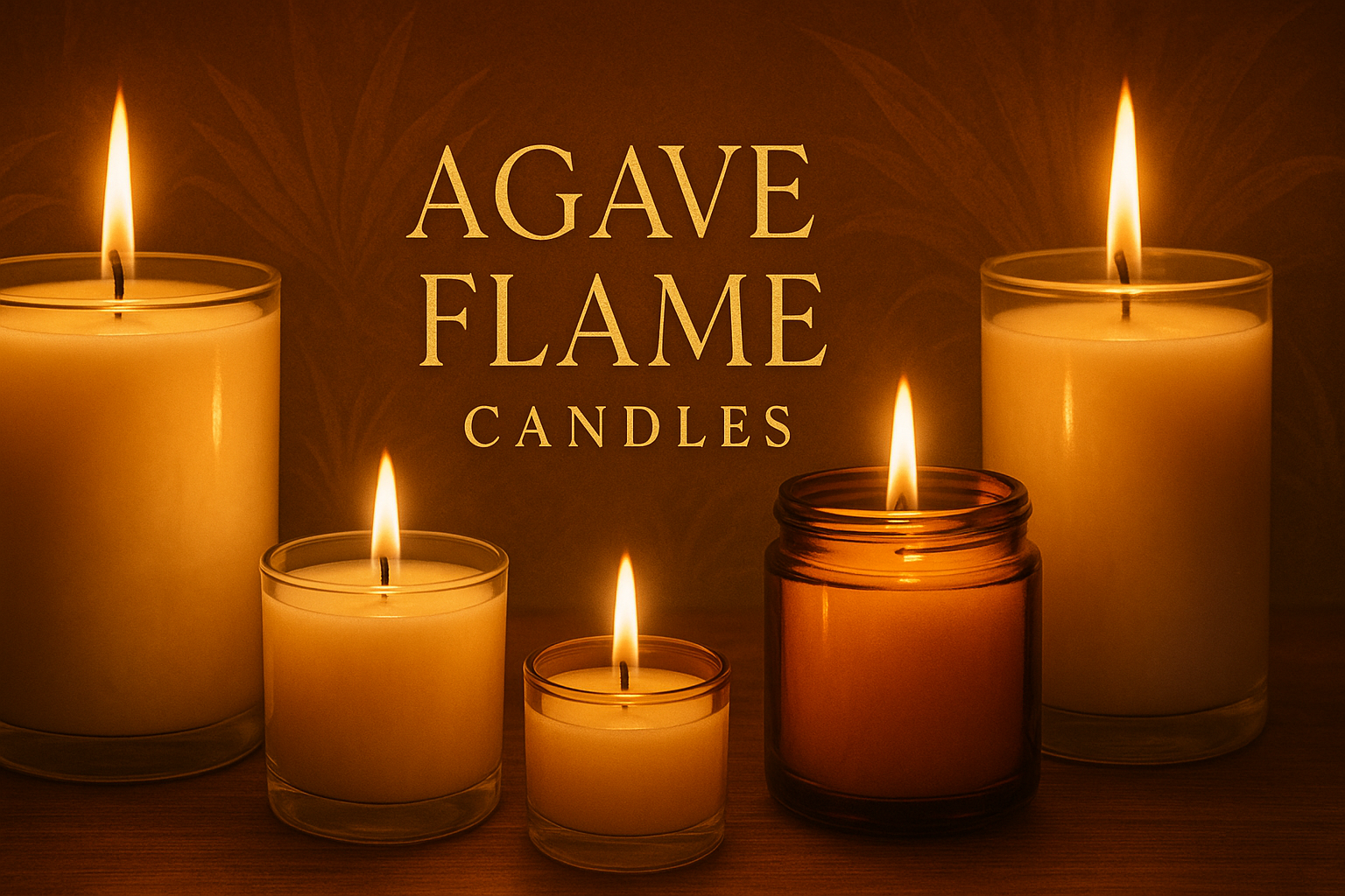 create a beautiful store banner for a scented candle store, emboss agave flame candles brand name into it too somewhere